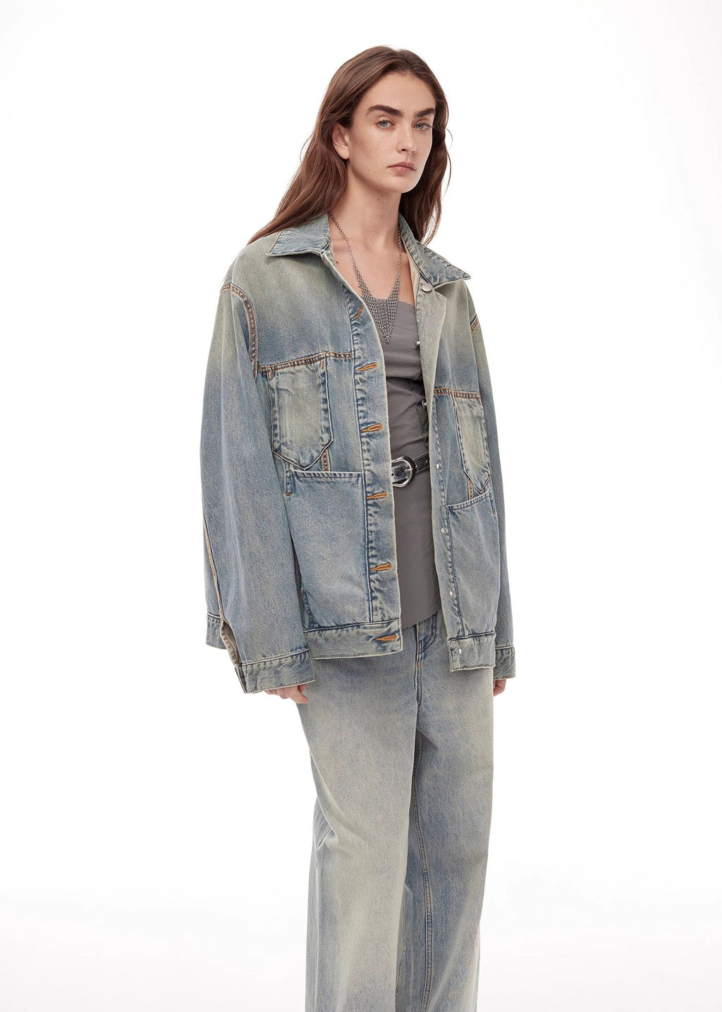 "Kamen Rider" Stylish and Versatile Vintage Handcrafted Distressed Reversible Denim Jacket-0