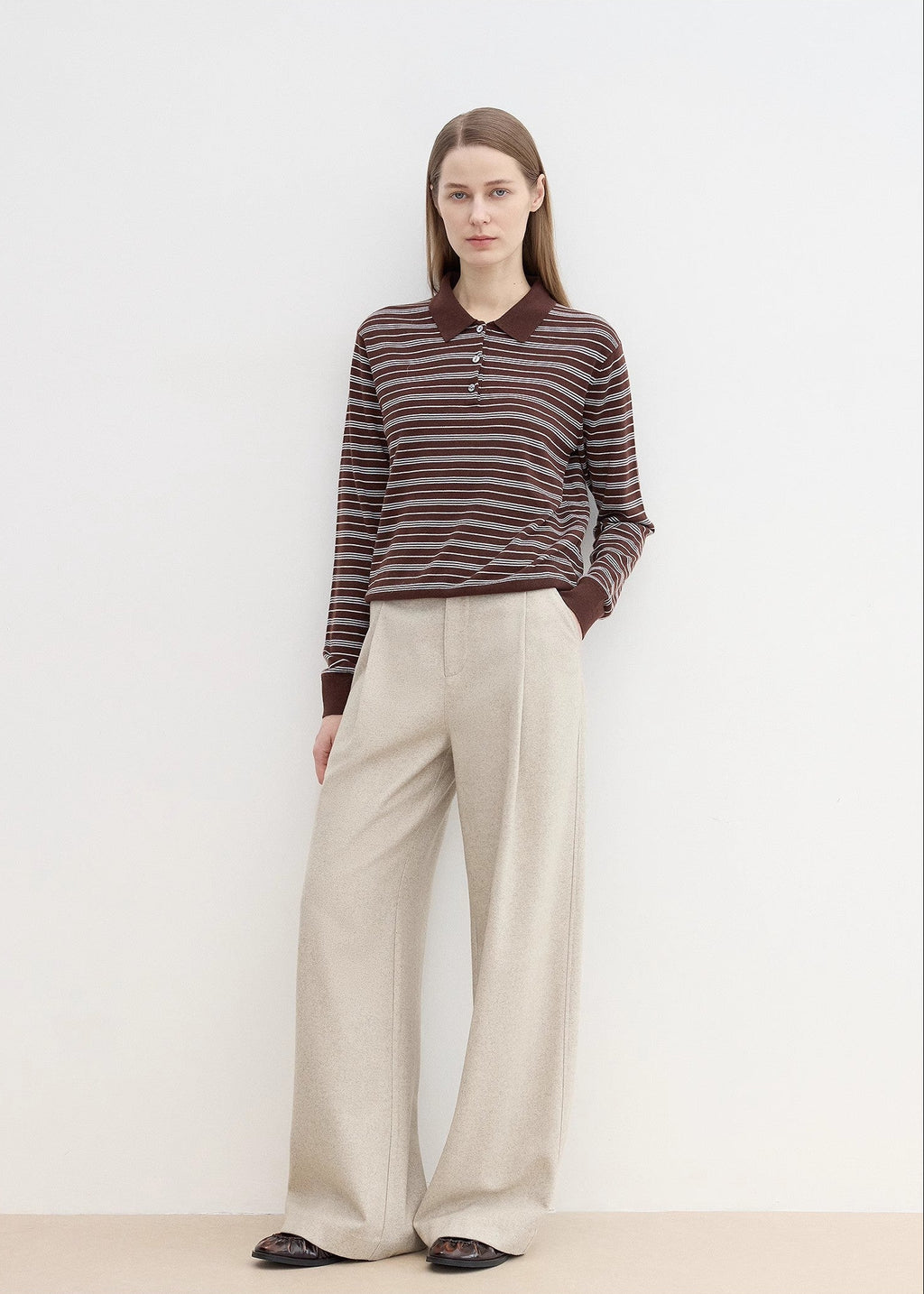 "Leisure Moments" classic low-waisted loose casual straight pants exquisite fashion sense casual pants for women-0