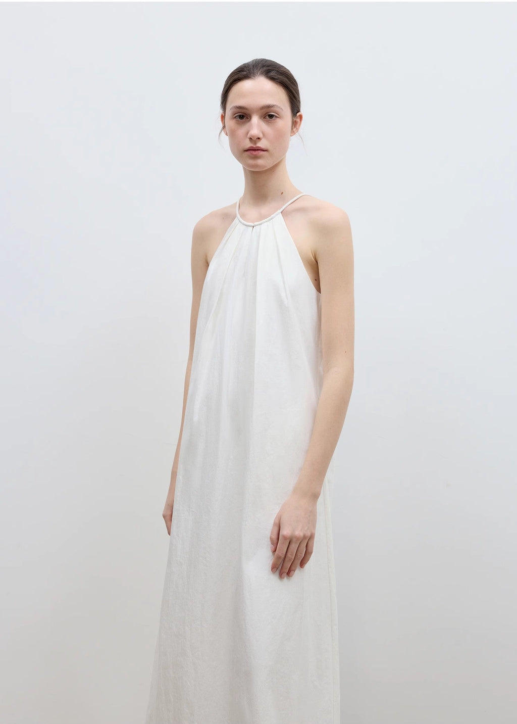 "Minimalist Rule" halter neck hollow design dress women's summer long dress-0