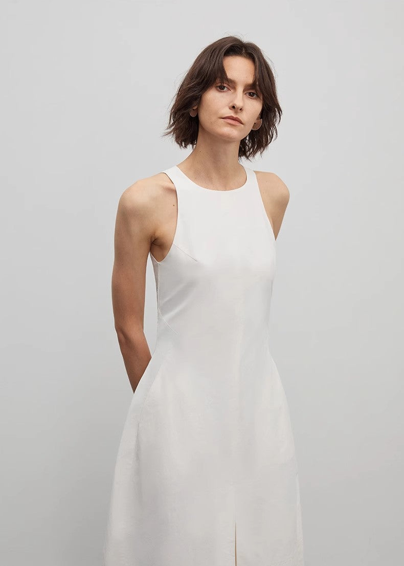 "Plain Poetry" functional style sleeveless dress female French style new temperament slim Hepburn little black dress long skirt-4