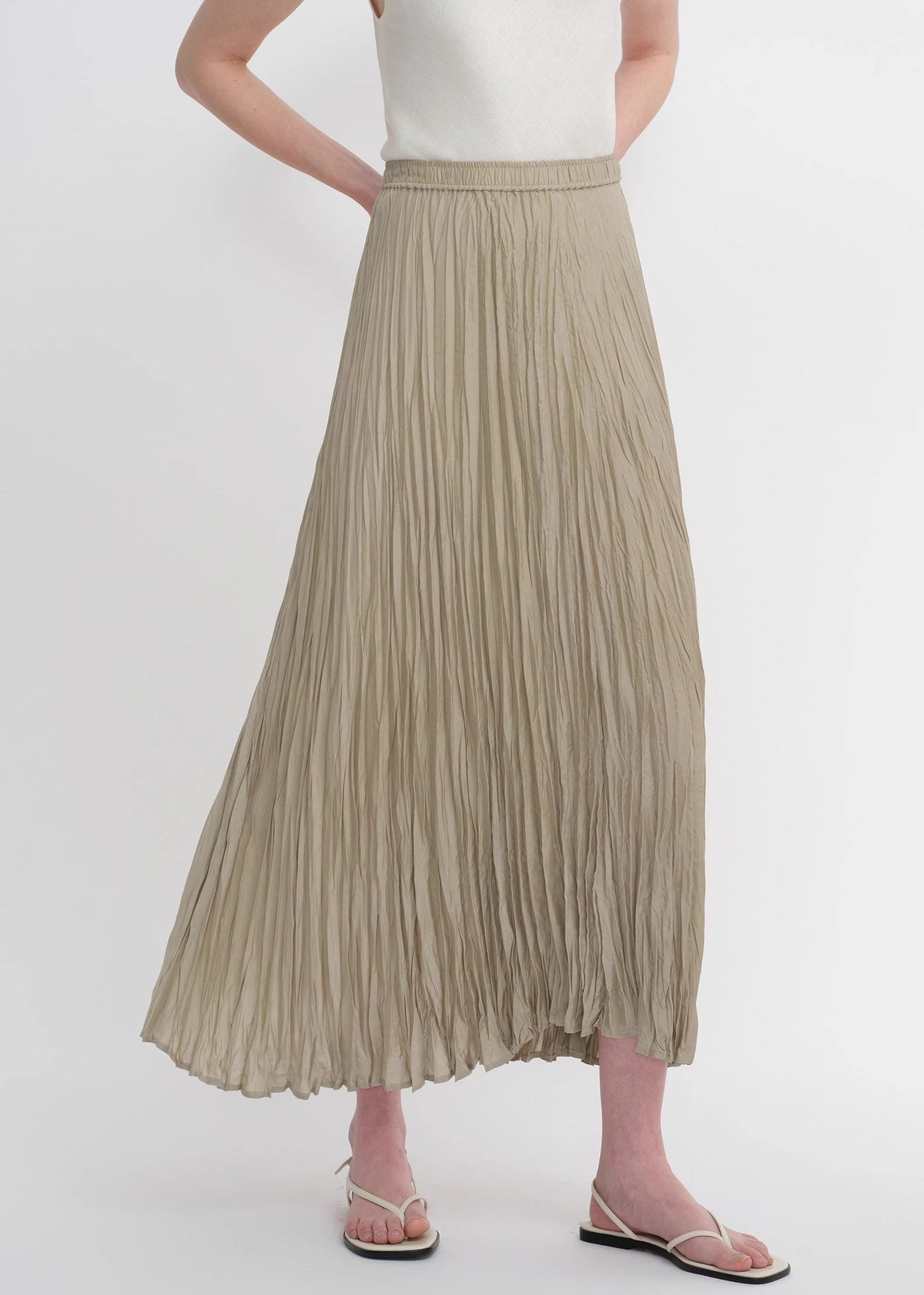 Mulberry silk custom pleated irregular hem skirt for women-4