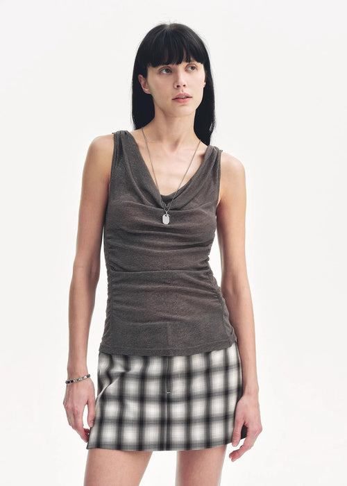 "Energetic Encounter" Modern Temperament Draped Neck Fitted Vest-1