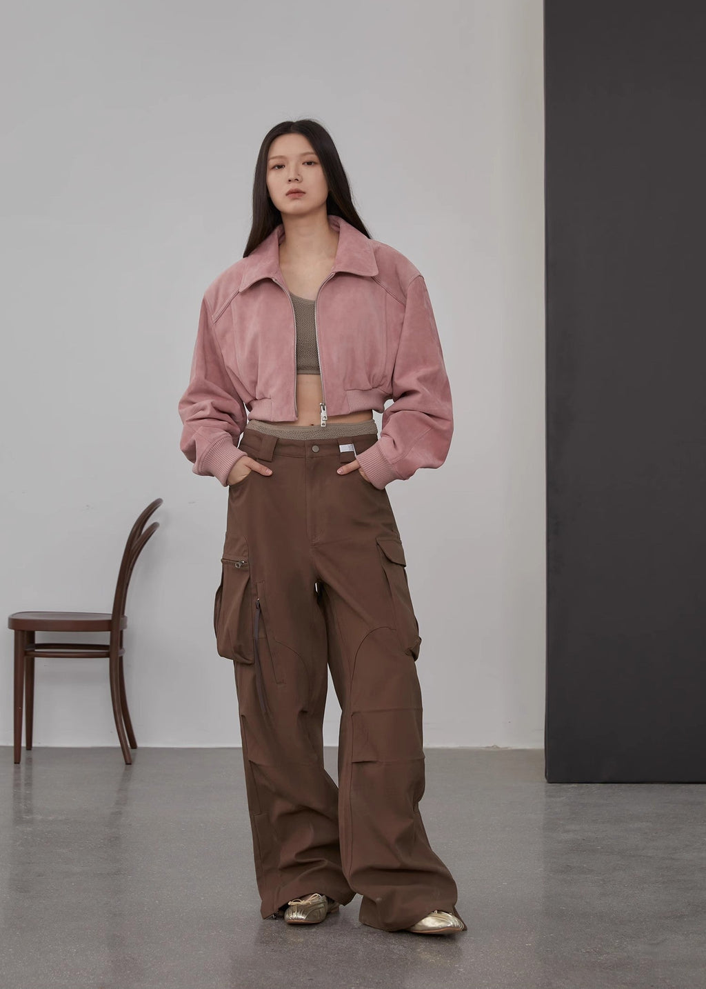 "Witch Game" Retro  Classic Stand Up Sheep Leather Short Jacket-0