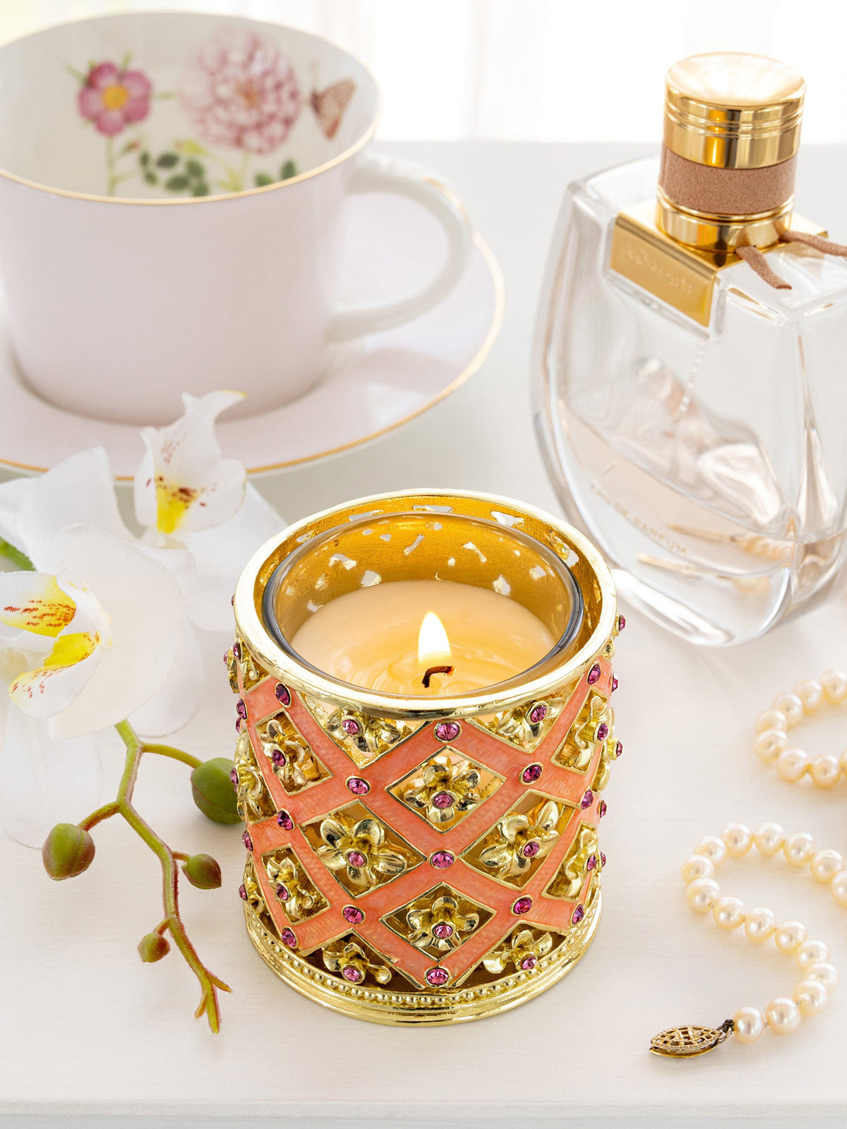 Pink Decorated Candle Holder-4