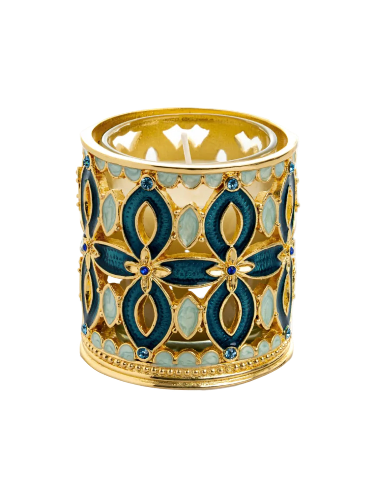 Golden Blue Decorated Candle Holder-0