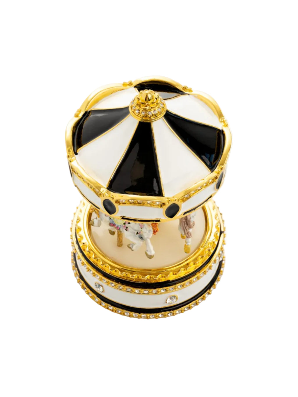 Black Musical Carousel with Spinning Royal Horses-4