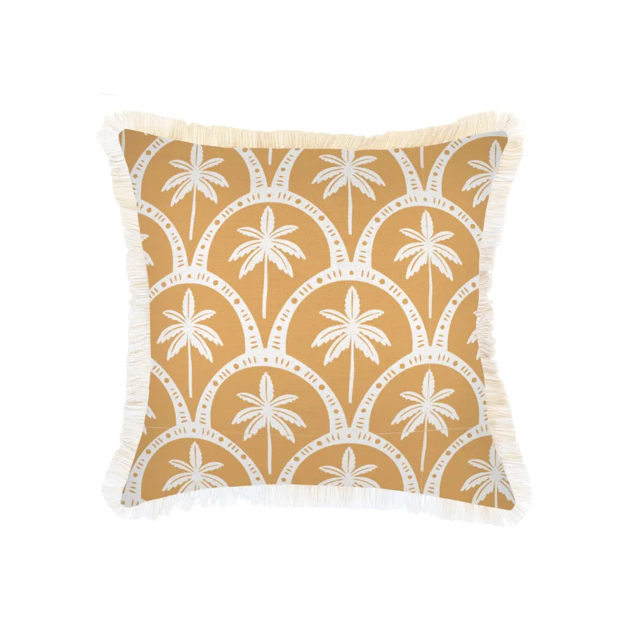 Cushion Cover-Coastal Fringe-Corfu Mustard-45cm x 45cm-0
