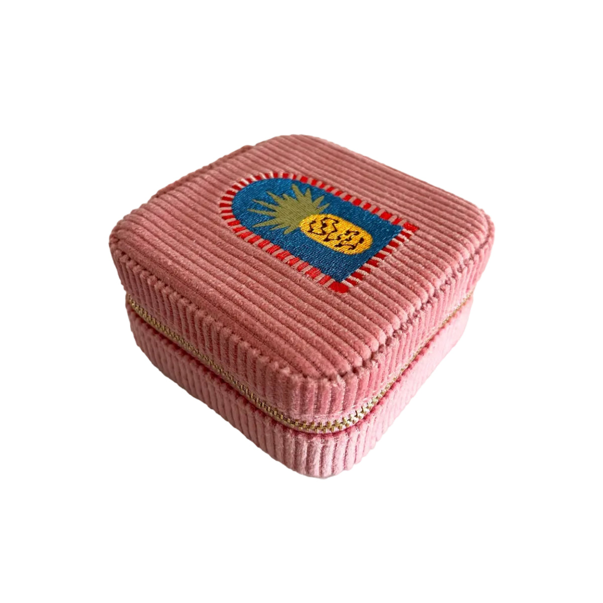 Small Corduroy Jewellery Box-Pink Pineapple-0