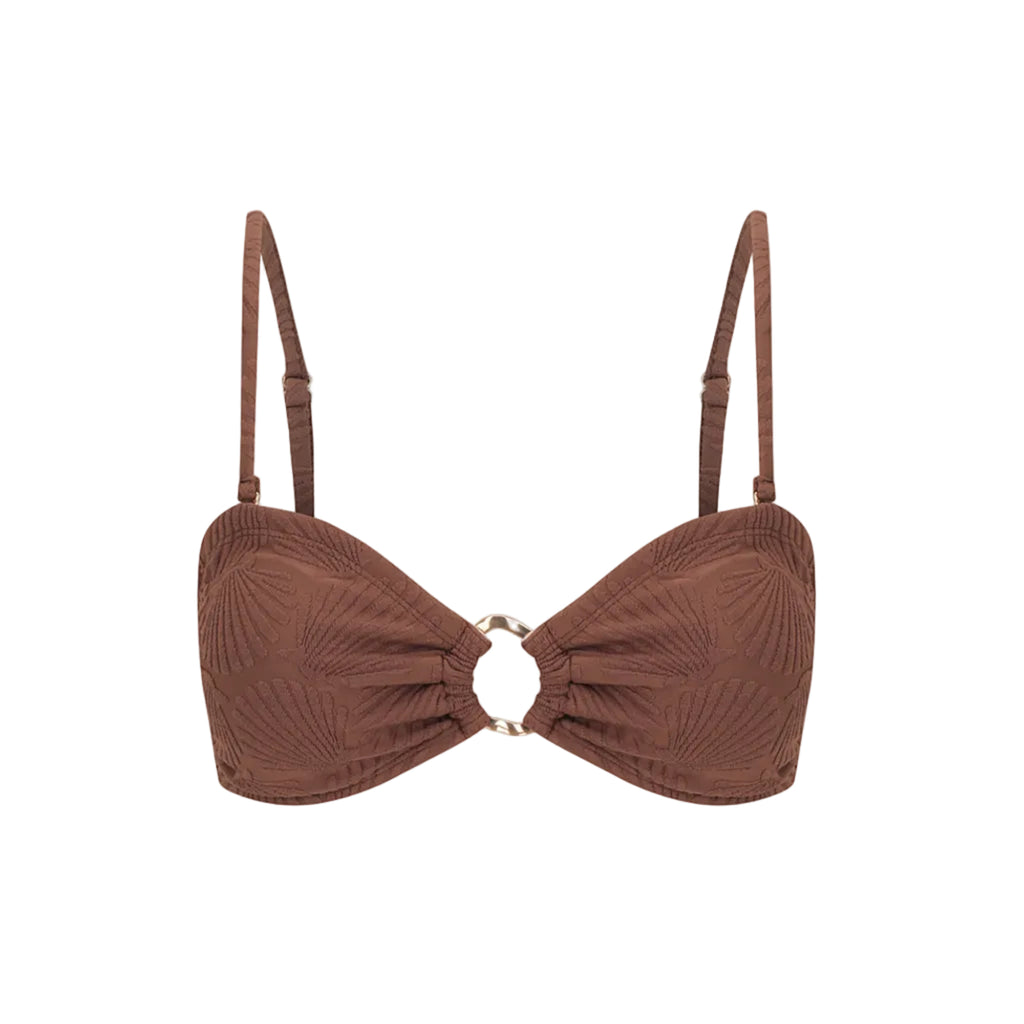 Bandeau Bikini Top-Embossed Chocolate Shells-0