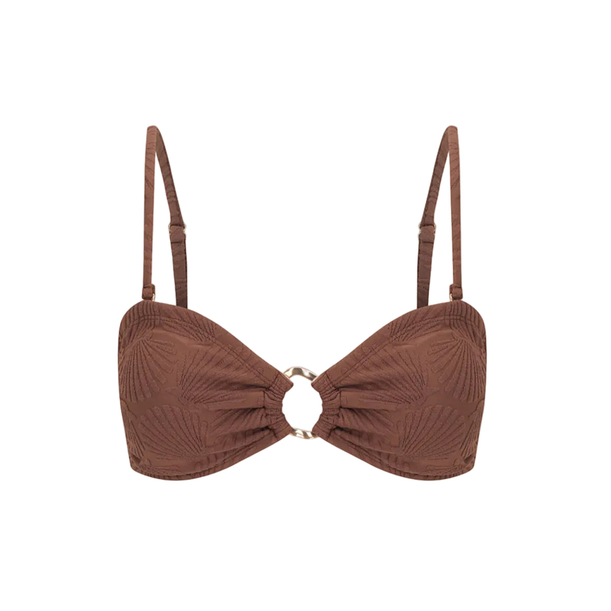 Bandeau Bikini Top-Embossed Chocolate Shells-0