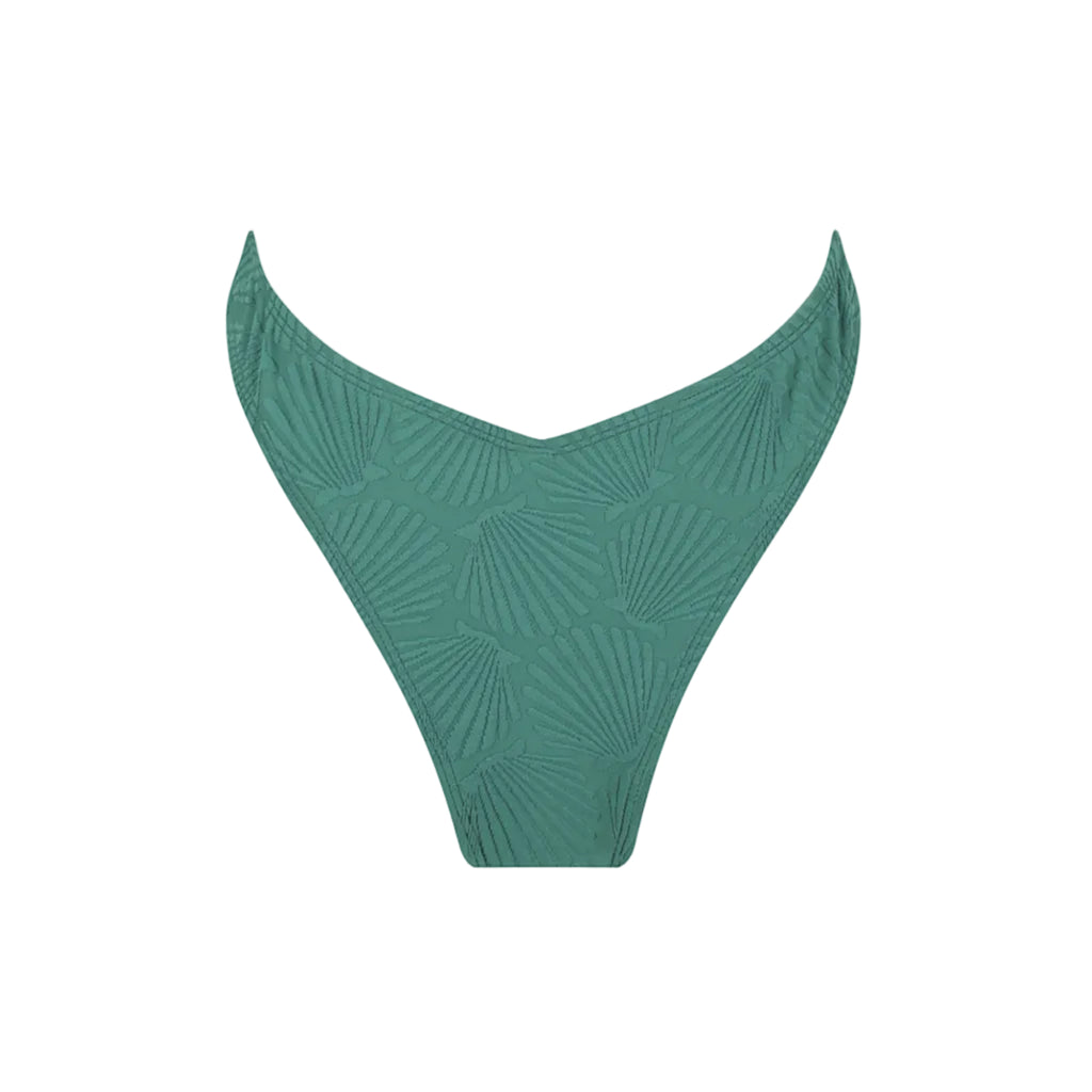 Bandeau Bikini Bottom-Embossed Green Shells-2