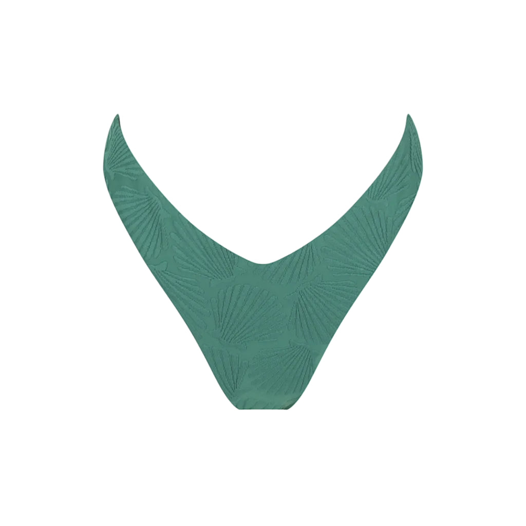 Bandeau Bikini Bottom-Embossed Green Shells-0