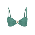 Bandeau Bikini Top-Embossed Green Shells-0