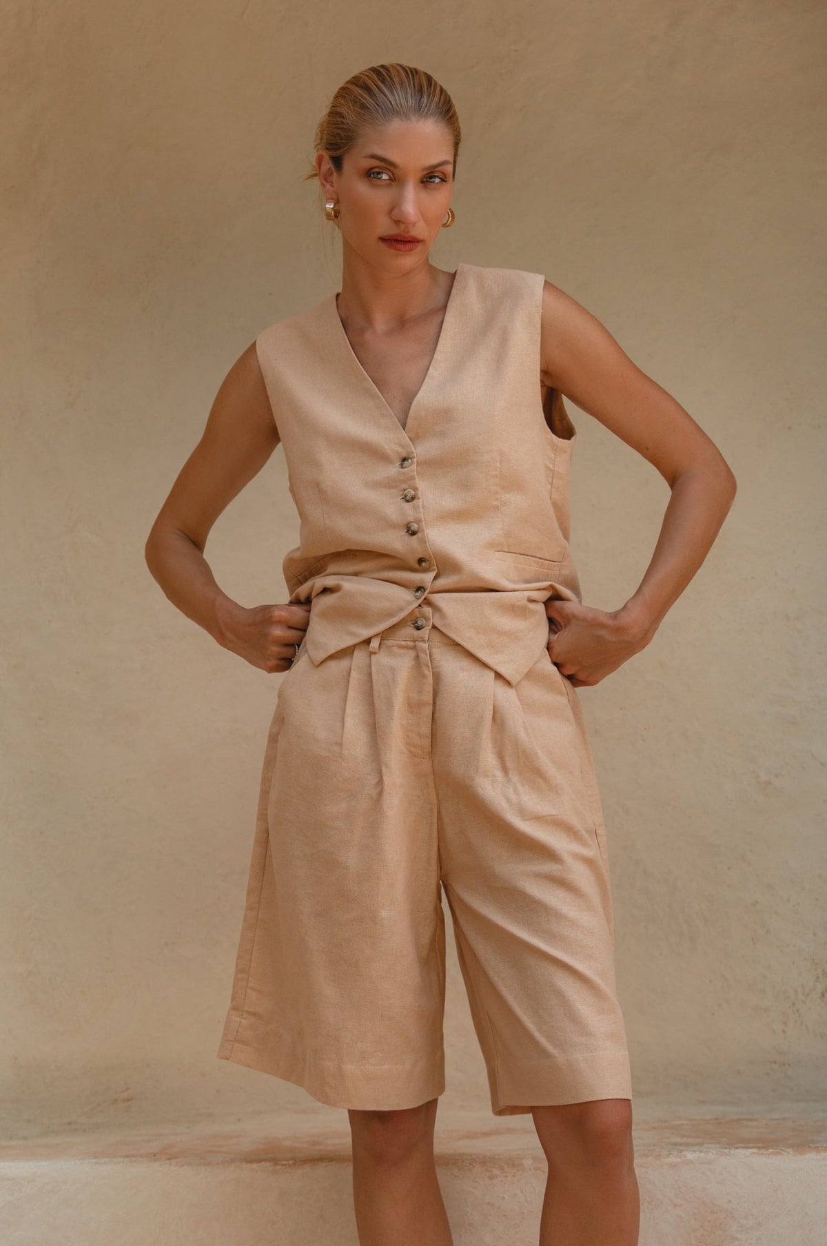 Faro Bermuda Linen Shorts-0