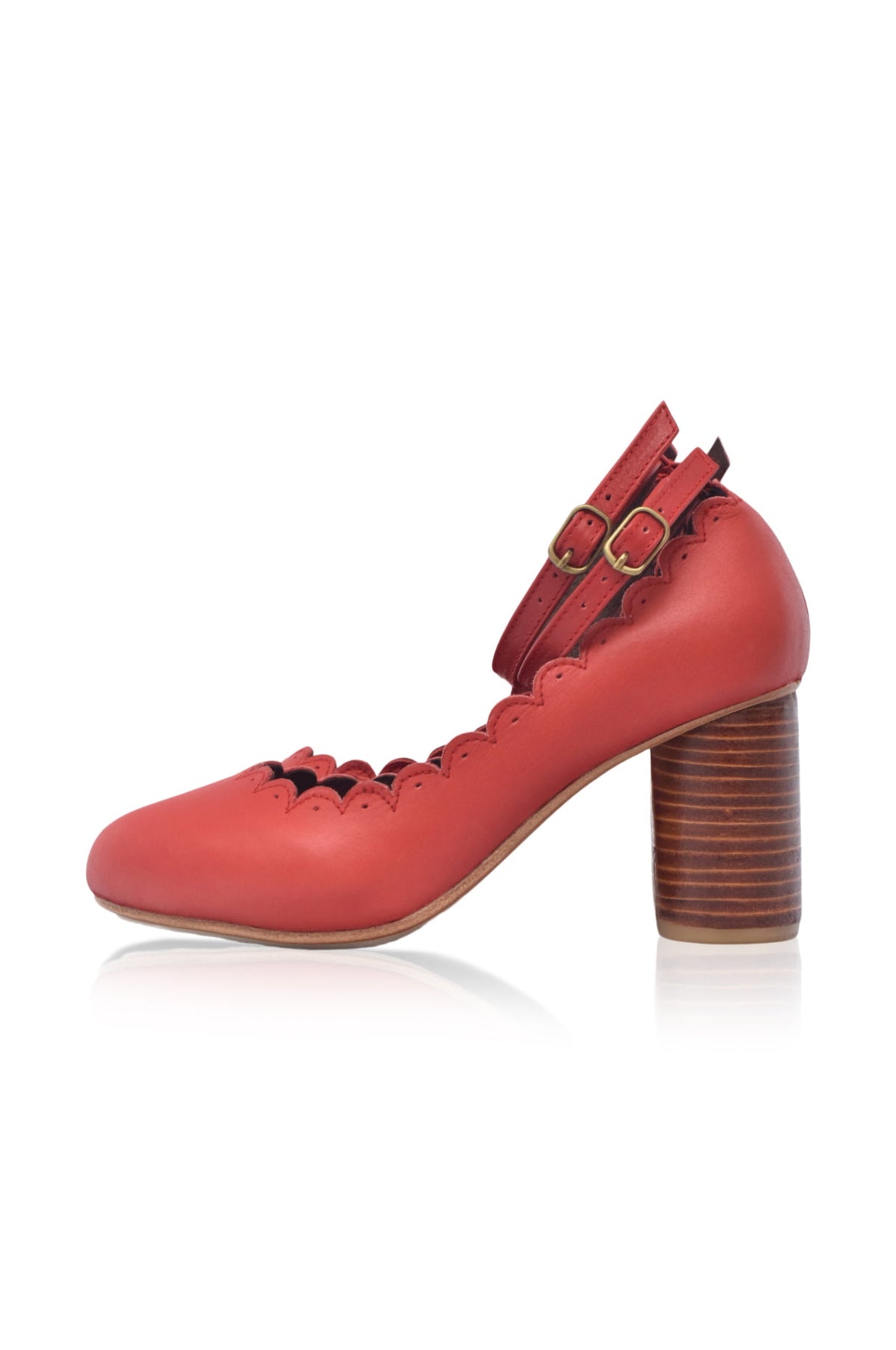 Hermosa Round Heel Leather Pumps-6