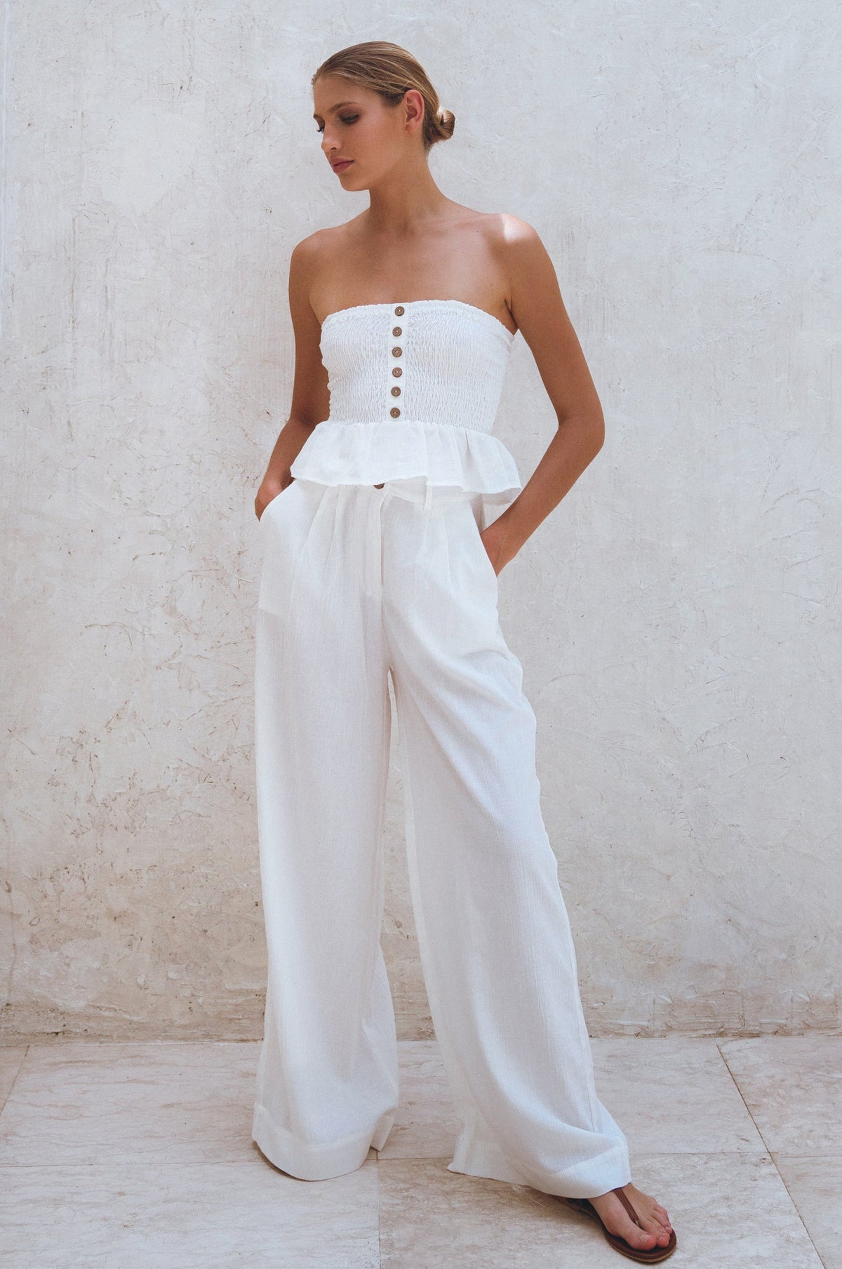 Laura Smocked Linen Top (Sale)-1