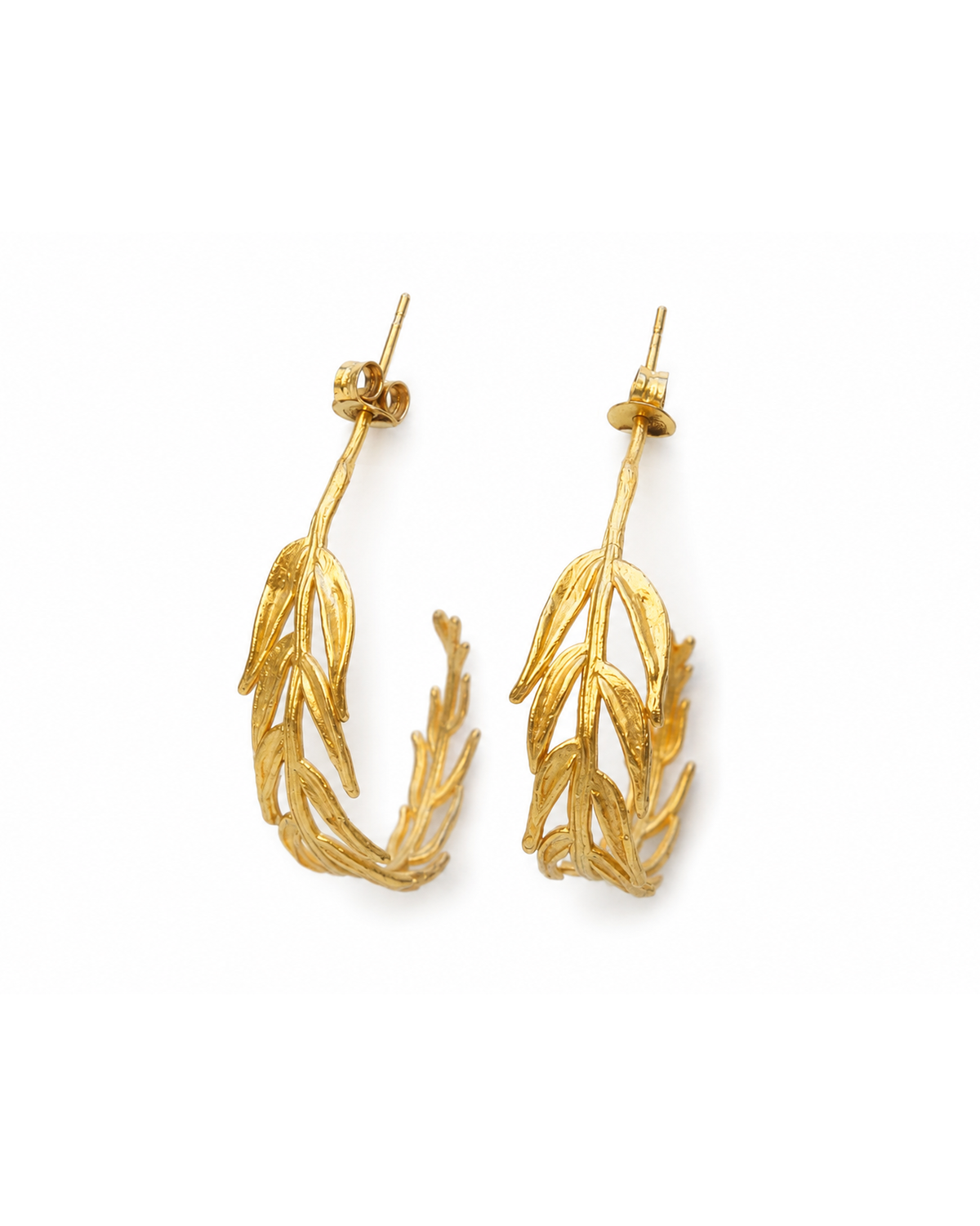 Real Fern Leaf Earrings, Handmade Nature Jewelry, Organic Forest Hoops