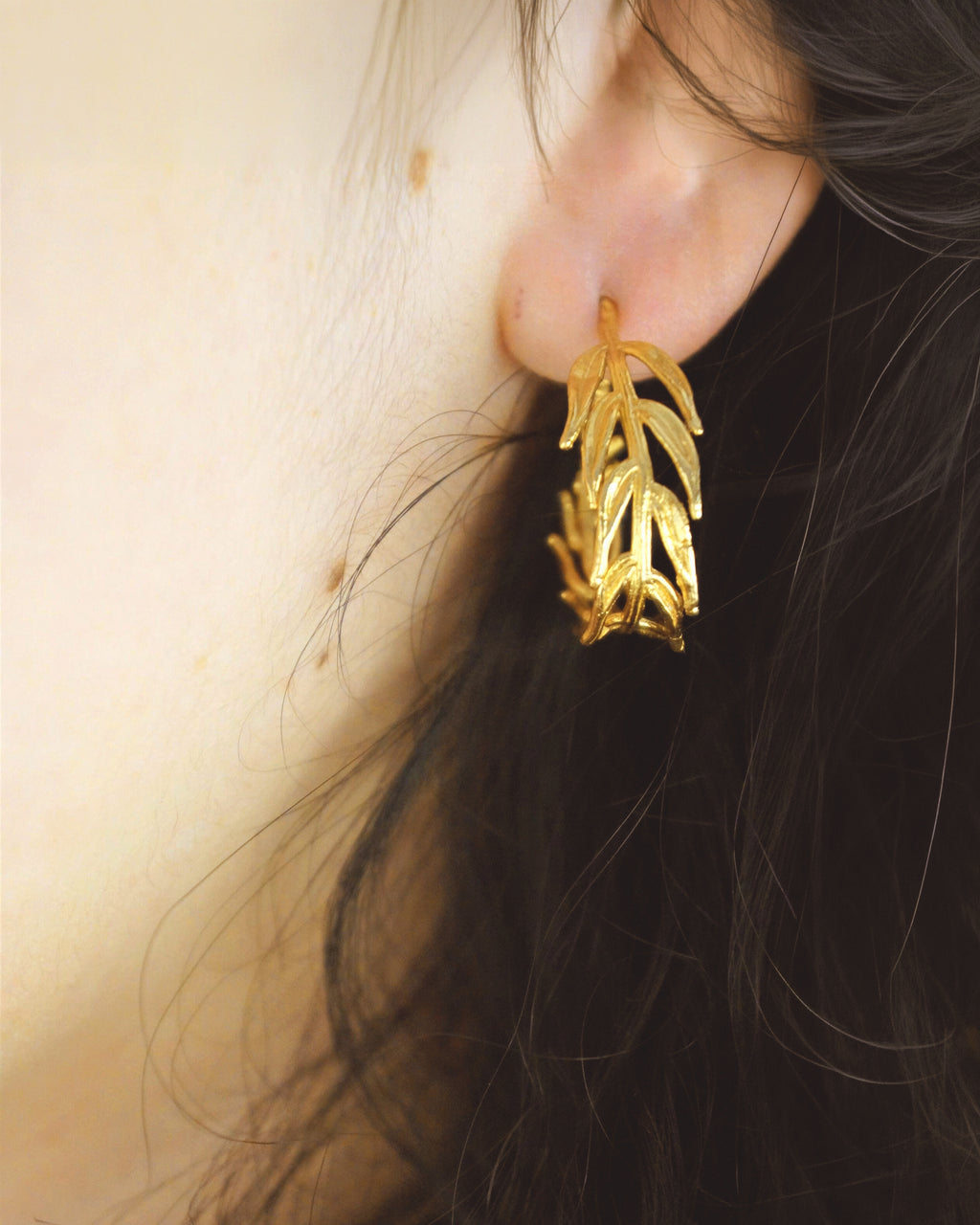 Real Fern Leaf Earrings, Handmade Nature Jewelry, Organic Forest Hoops