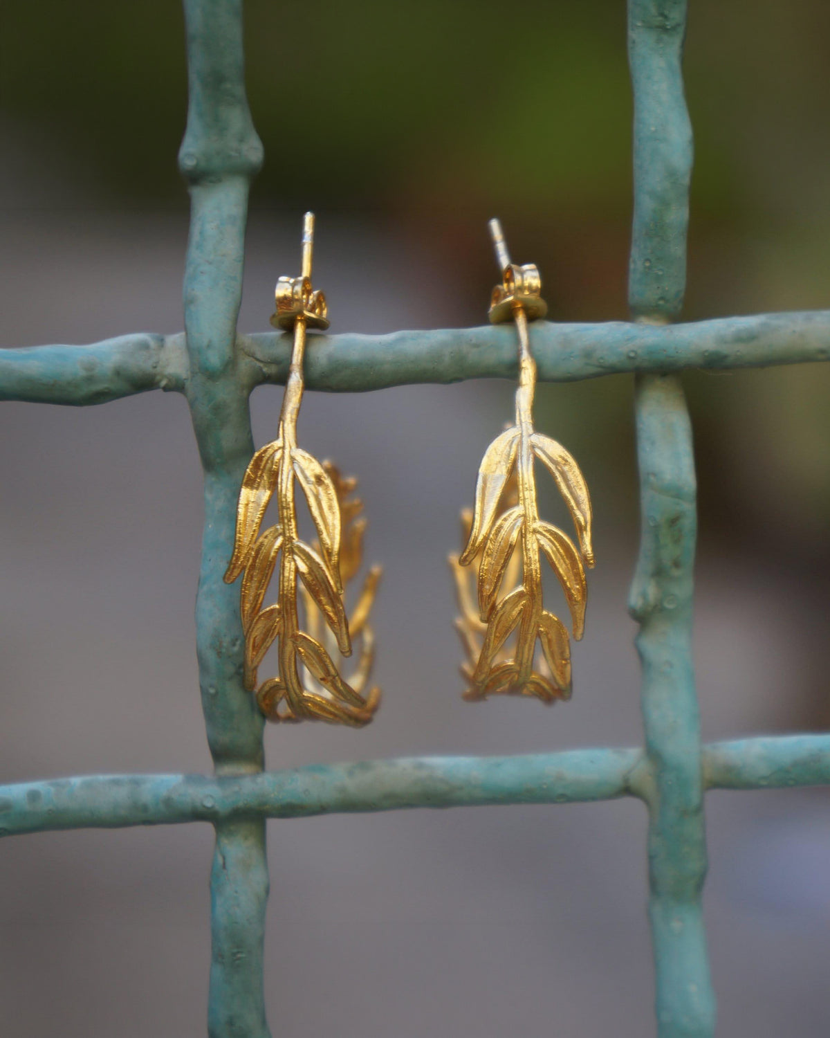 Real Fern Leaf Earrings, Handmade Nature Jewelry, Organic Forest Hoops