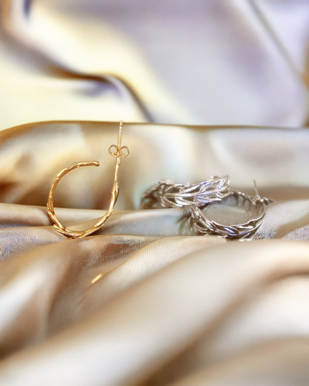 Real Fern Leaf Earrings, Handmade Nature Jewelry, Organic Forest Hoops