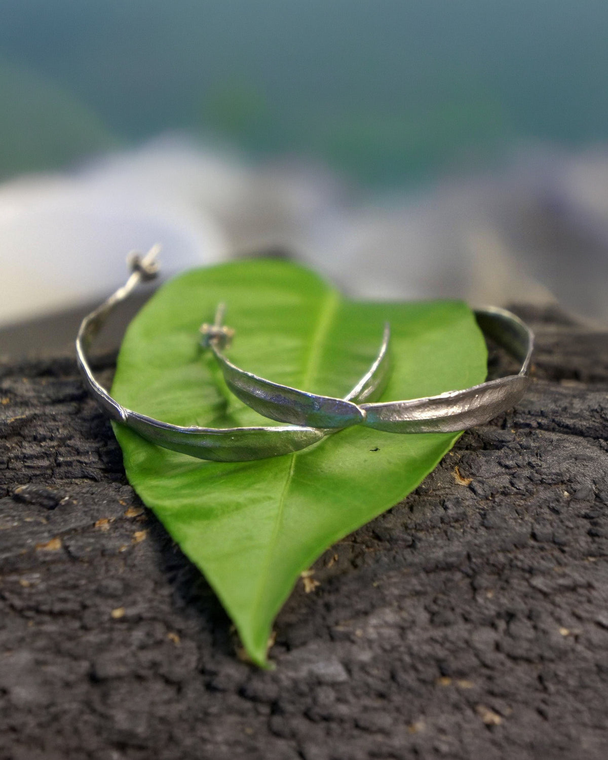 Real Olive Leaf Earrings, Handmade Nature Jewelry, Organic Boho Hoops