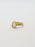 Gold Shelly Mother of Pearl Textured Bezel Ring-0