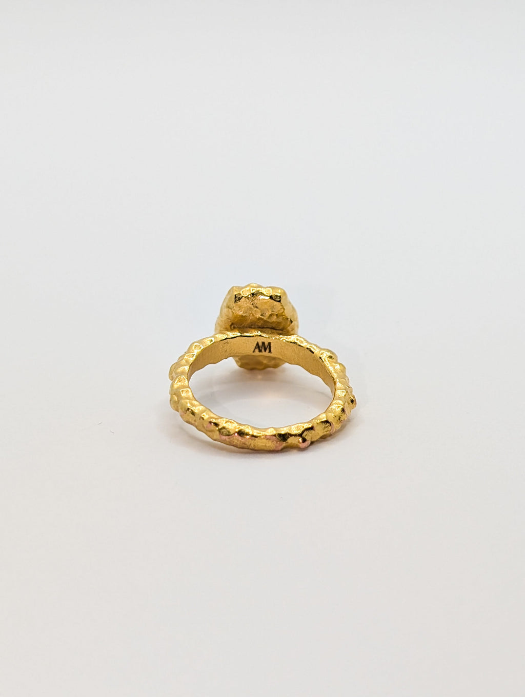 Gold Shelly Mother of Pearl Textured Bezel Ring-3