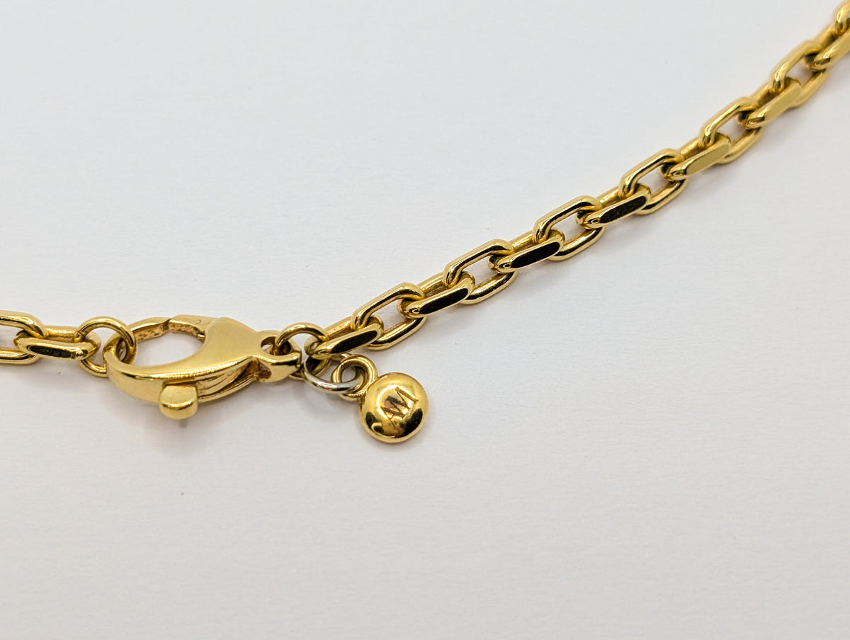 Gold Shelly Mother of Pearl Textured Bezel Necklace-3