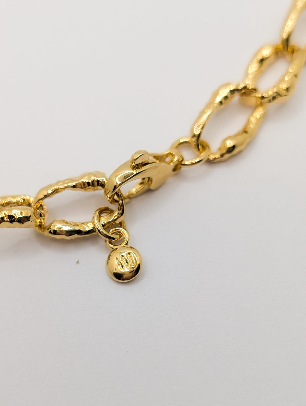 Gold Sandy Textured Chunky Chain Pearl Pendant Necklace-4