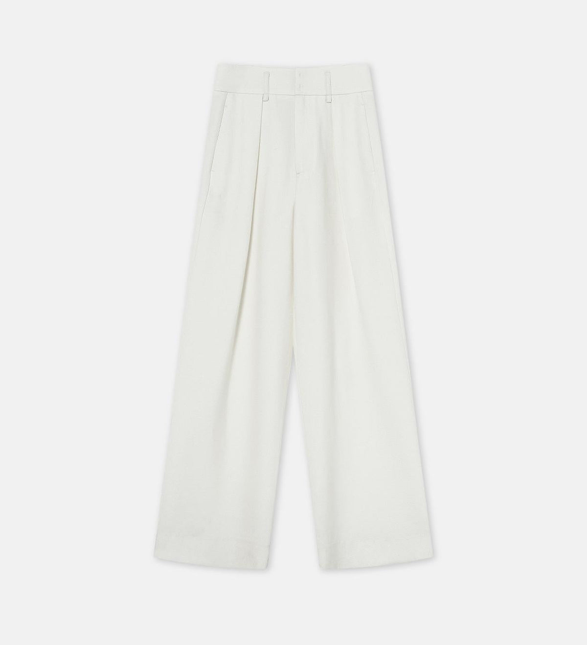 Women's white straight casual wide waist drape floor-length wide leg pants-6