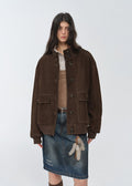 "Spring Whisper" Vintage imported suede sheepskin leather ribbed patchwork jacket-5