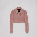 "Witch Game" Retro  Classic Stand Up Sheep Leather Short Jacket-5