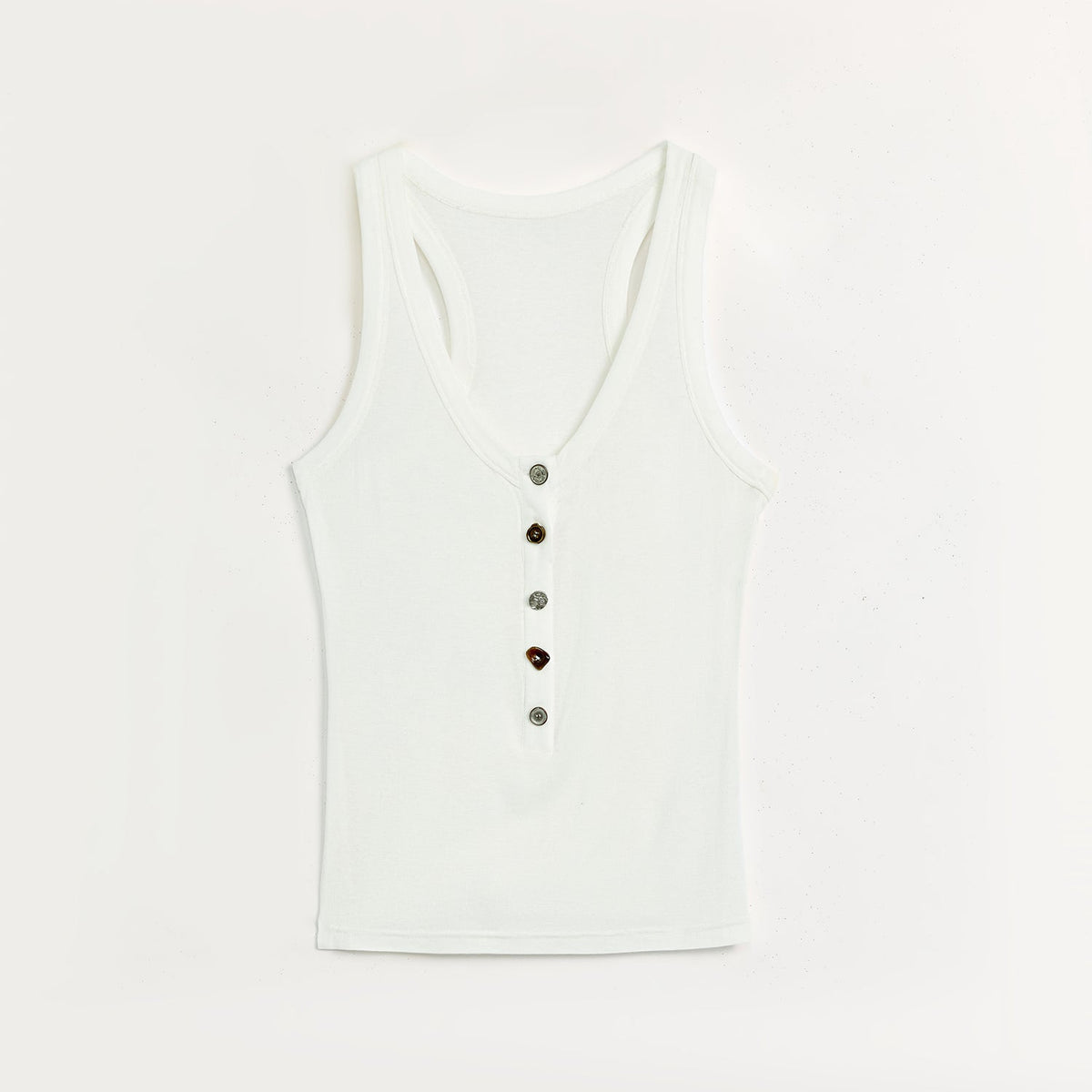 "Weather Forecast" Tencel Acetate U-Henley Neck Fitted Vest-6