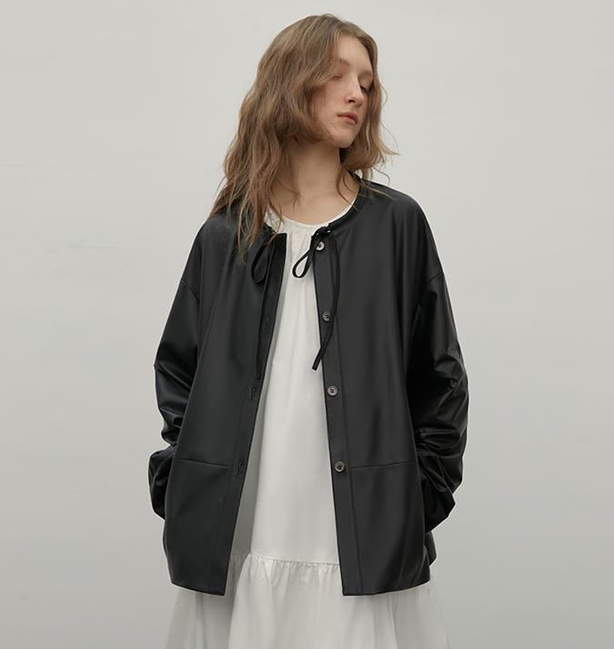 "Contrary Galaxy" Ultra-Thin Light-Coated Sheep Leather Jacket for Women-5