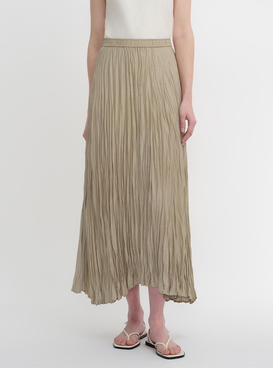 Mulberry silk custom pleated irregular hem skirt for women-1