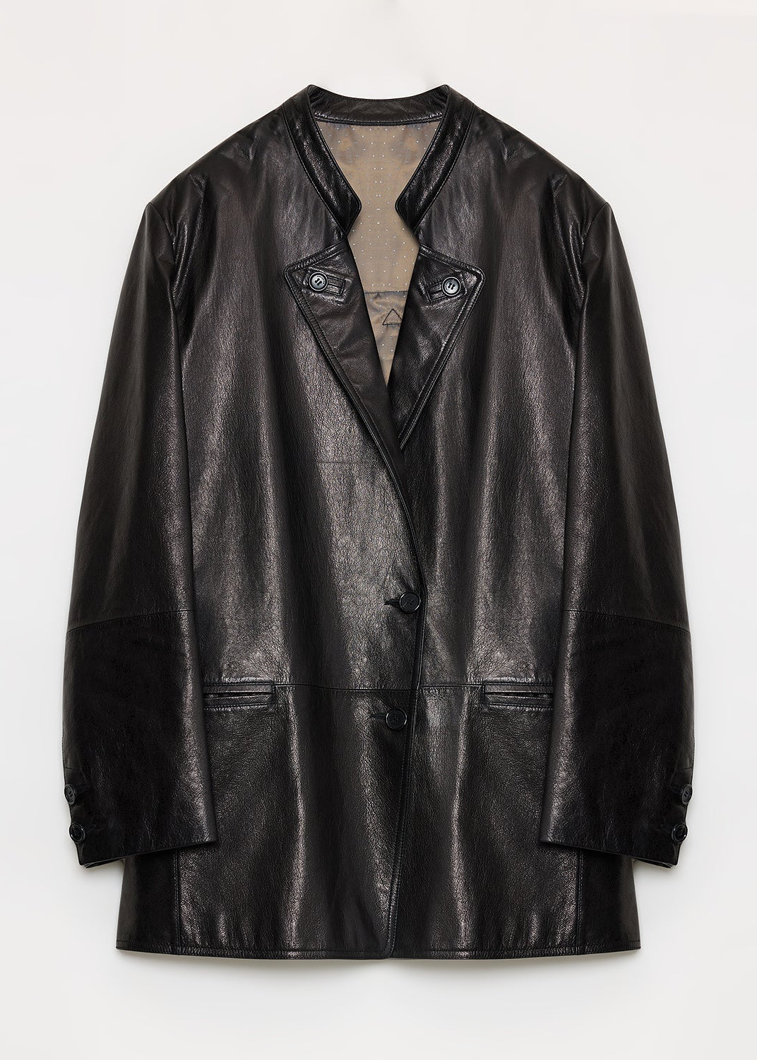 "Bavaria" vintage suede/waxy goatskin leather mid-length suit jacket-5