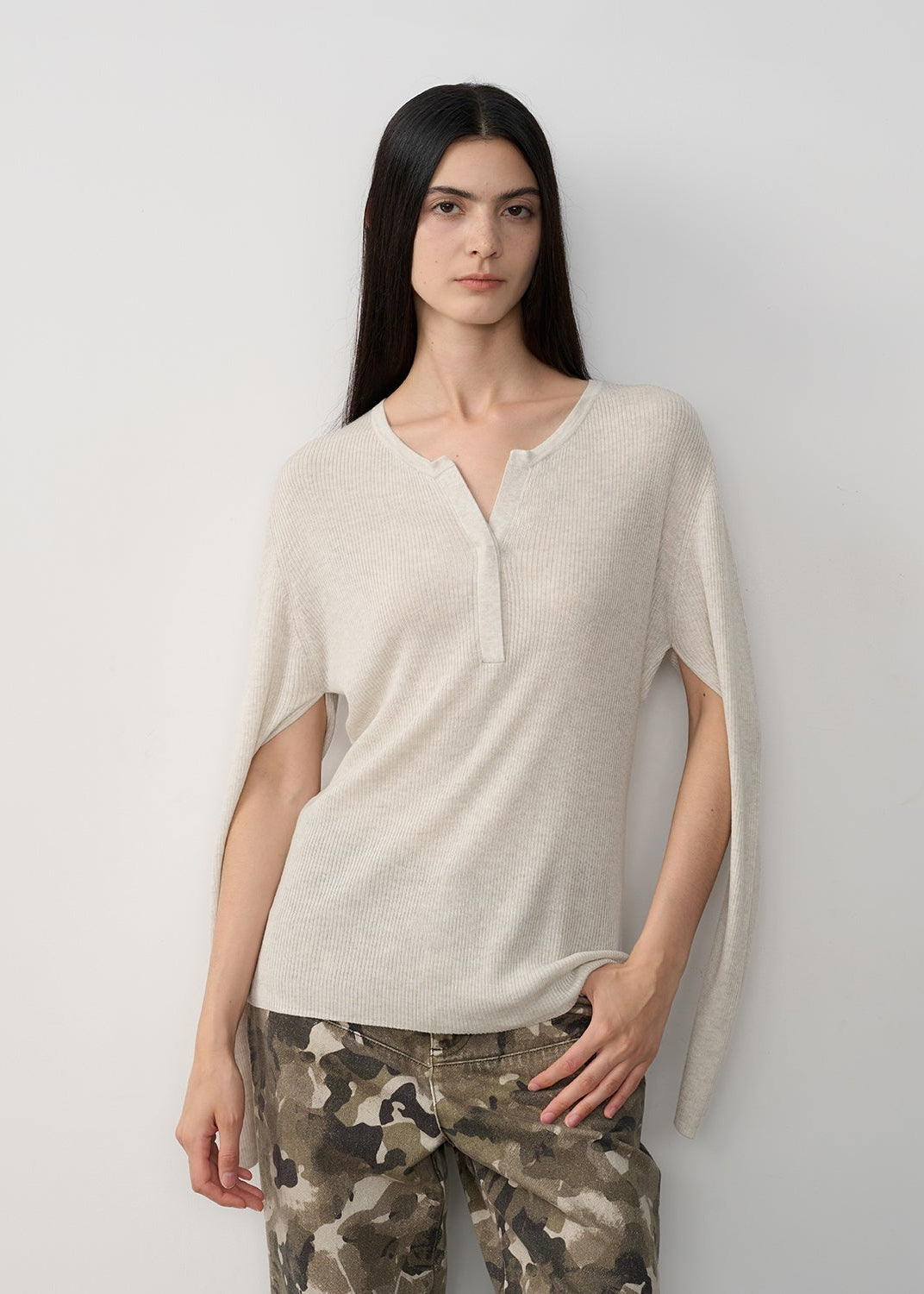 "Moonlight Schumann" Tencel wool blend long-sleeved sweater thin top-7