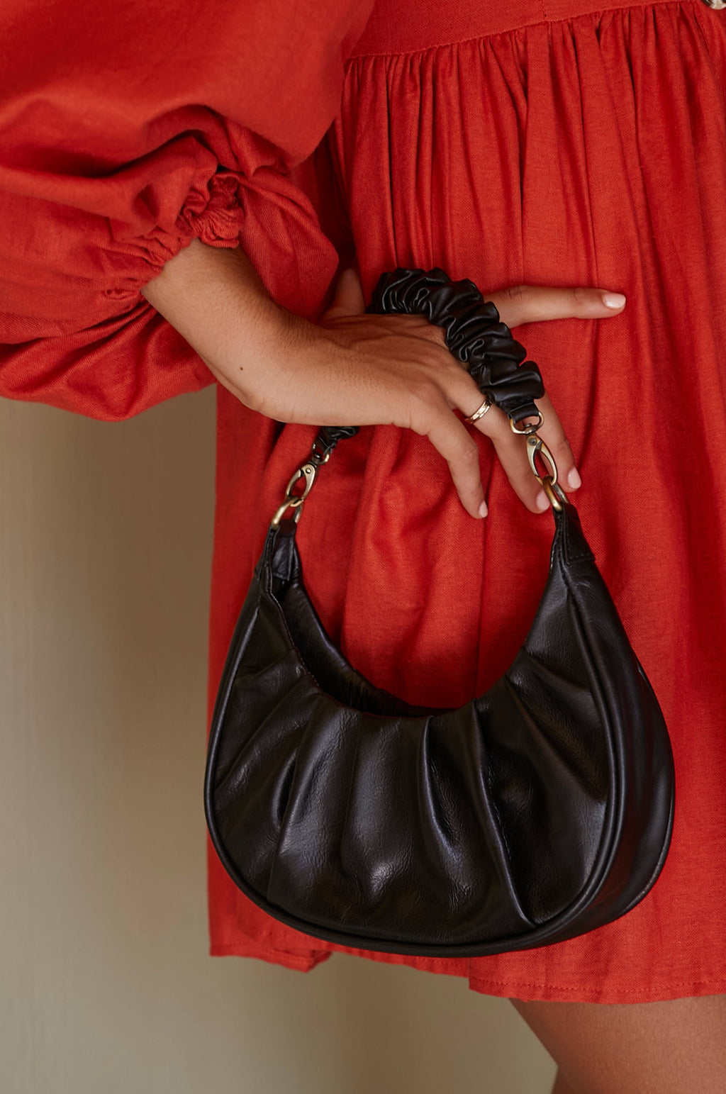 Camille Ruched Leather Bag-0