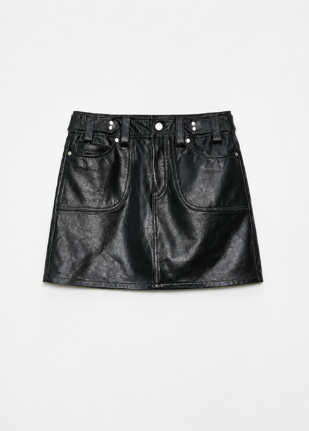 "Houston Street" New Zealand imported sheep leather vintage A-line short skirt