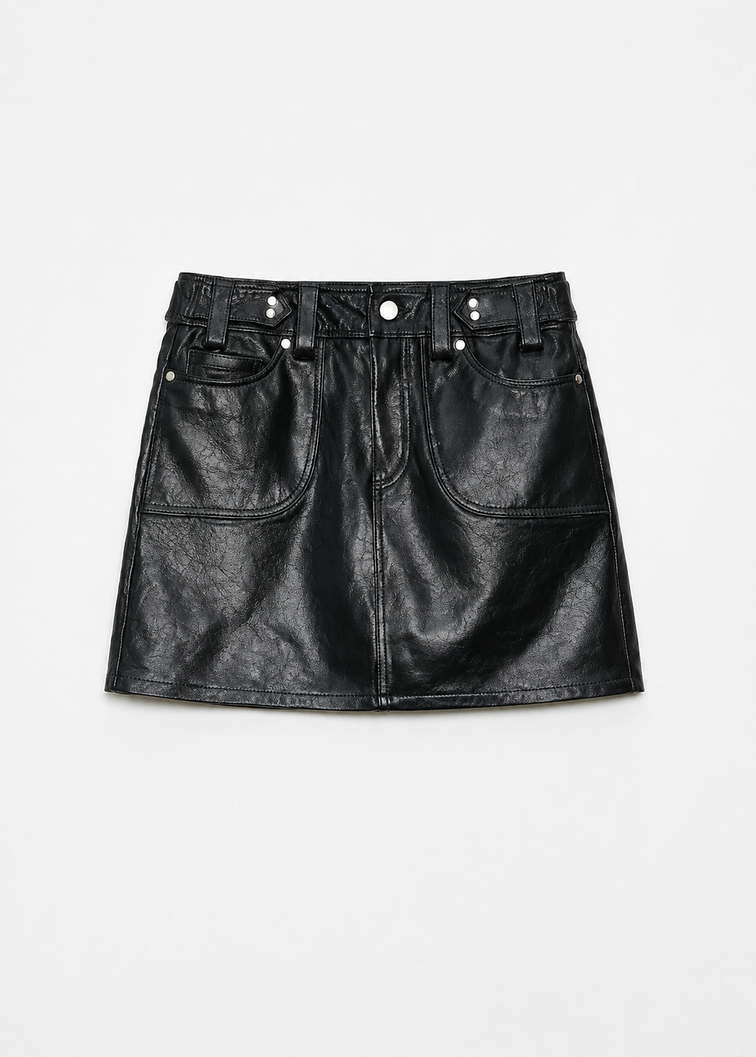"Houston Street" New Zealand imported sheep leather vintage A-line short skirt