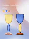 Set Of 2 Pcs Handblown Colored Burgundy / Bordeaux Wine Glasses-5