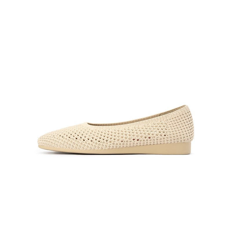 Heart Mesh Knit Square Toe Wedge Flats – Washable Breathable Work Shoes-0
