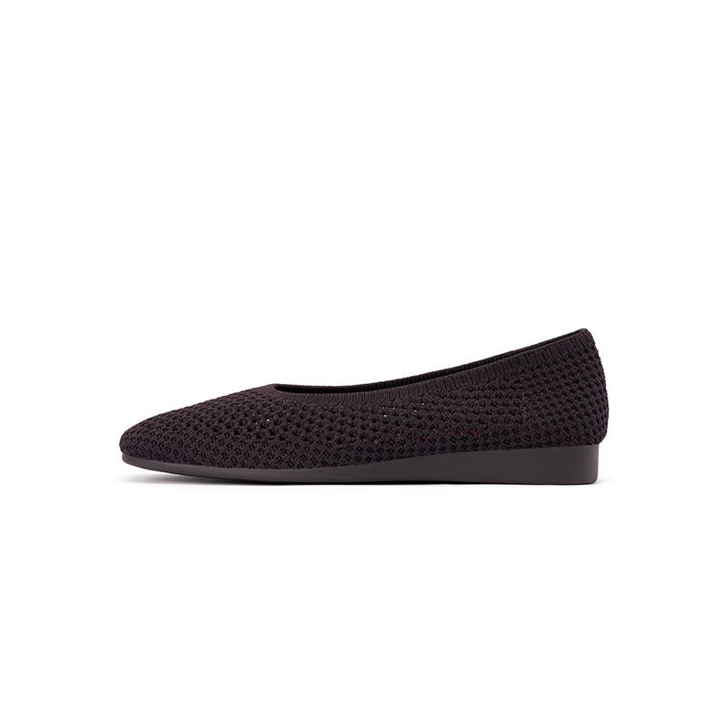 Heart Mesh Knit Square Toe Wedge Flats – Washable Breathable Work Shoes-5