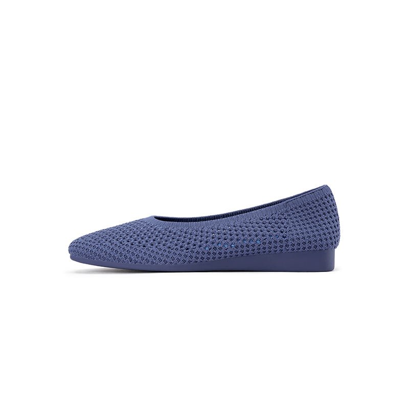 Heart Mesh Knit Square Toe Wedge Flats – Washable Breathable Work Shoes-8