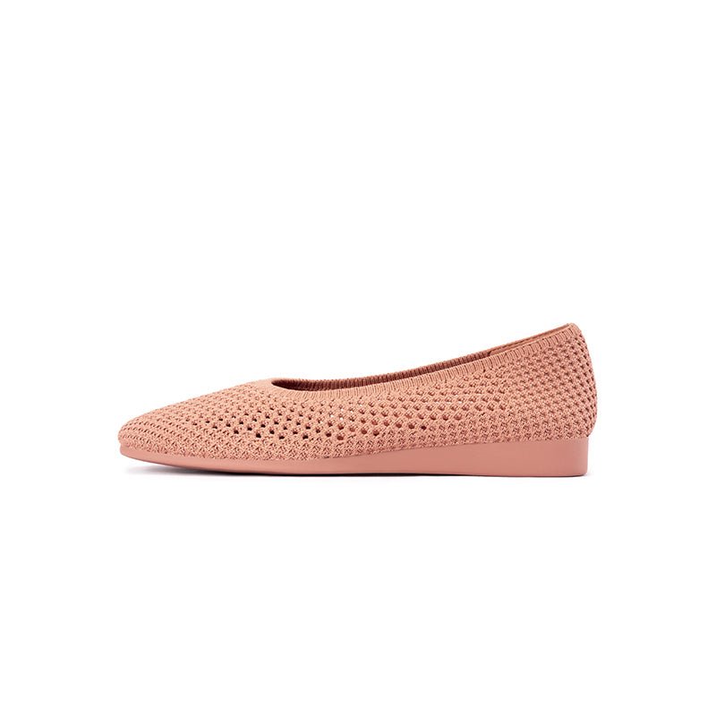 Heart Mesh Knit Square Toe Wedge Flats – Washable Breathable Work Shoes-9