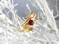 Gold Branch Ring with Lab Diamond, 14K Gold Plated Sterling Silver 925 Jewelry, Handmade Jewelry Gift for Women, Nature-Inspired Ring-4