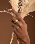 Mimosa Leaf Ring: Real Plant, 14k Gold Plated on Recycled Brass-1