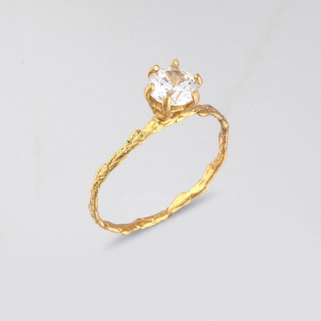 Cypress Leaf Gold Ring, Handmade Nature Jewelry, Organic Botanical Band, Gift for Endurance & Hope, 14K Gold Plated Sterling Silver 925-2