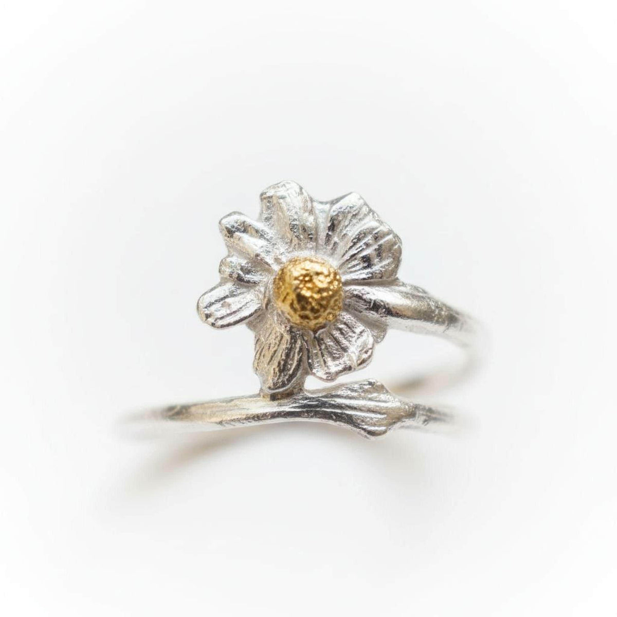 Real Chamomile Silver Ring, Handmade Nature Jewelry, Organic Flower Band, Gift for Energy & Resilience, Sustainable Sterling Silver 925-2