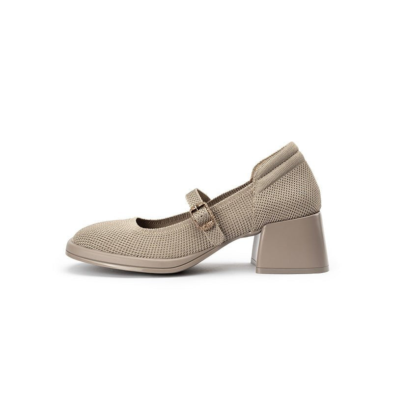 Lafayette Square Toe Mary Jane Pumps – Rhinestone Buckle Block Heel Shoes-6